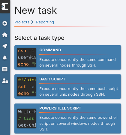 Selecting task type