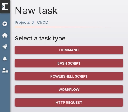 Selecting the task type
