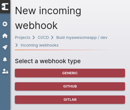 Selecting webhook type